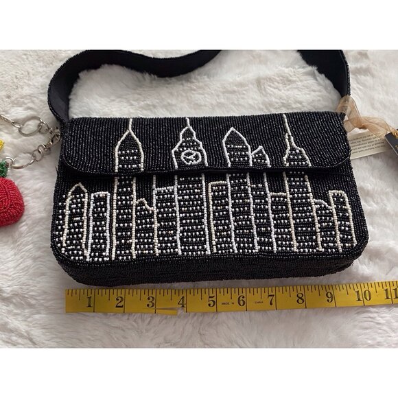 New York City NYC Beaded Bag with Charms Taxi Cab And Apple Made In India Viral - Picture 5 of 12